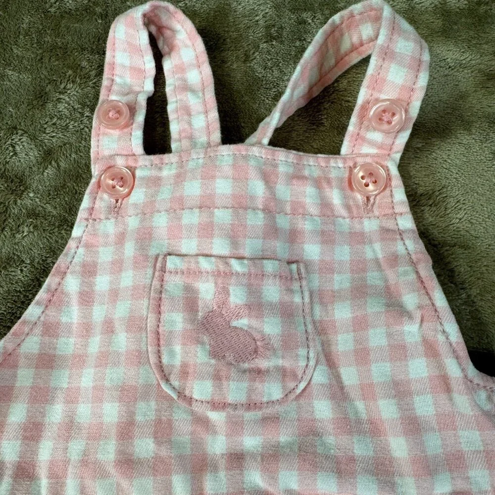 Carter's Just One You Baby Girls Gingham Bunny Overall Skirt Easter Pink 9M - Picture 3 of 11